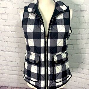 Aspen Black White Check Puffer Vest - S